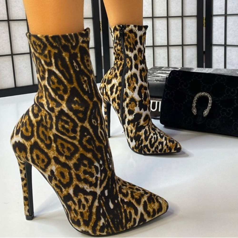 Leopard Heel Booties